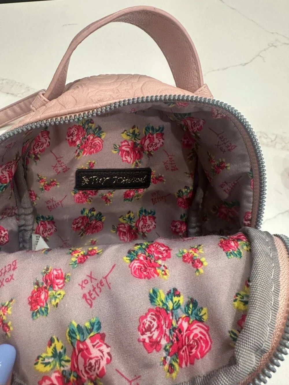 Betsey Johnson Frenchie Quilted Pink Mini Backpack
